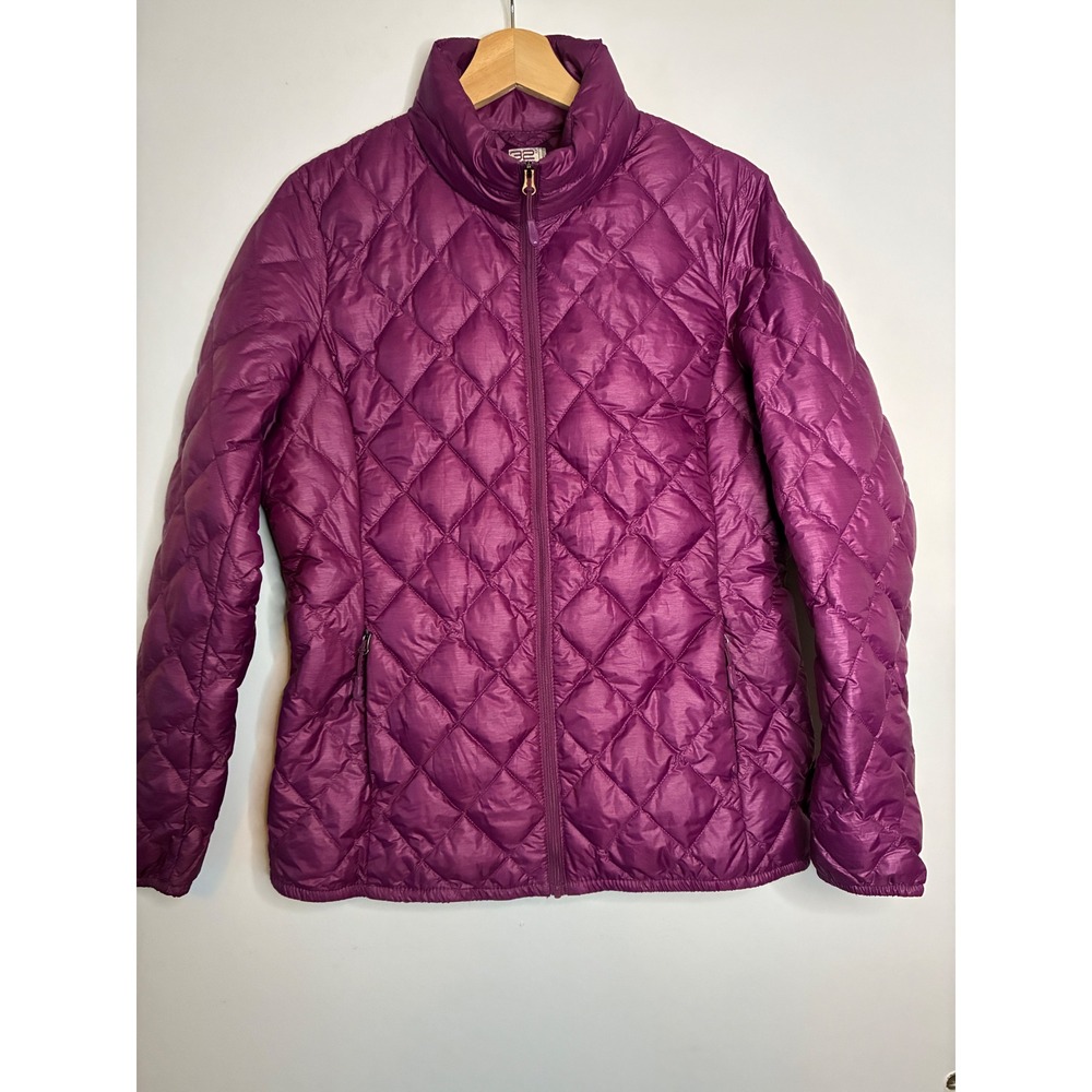 32 Degrees Heat Puffer Jacket Women M Purple Quilted Down Full Zip Lightweight